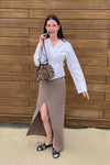 Nisa Split Rok - Taupe