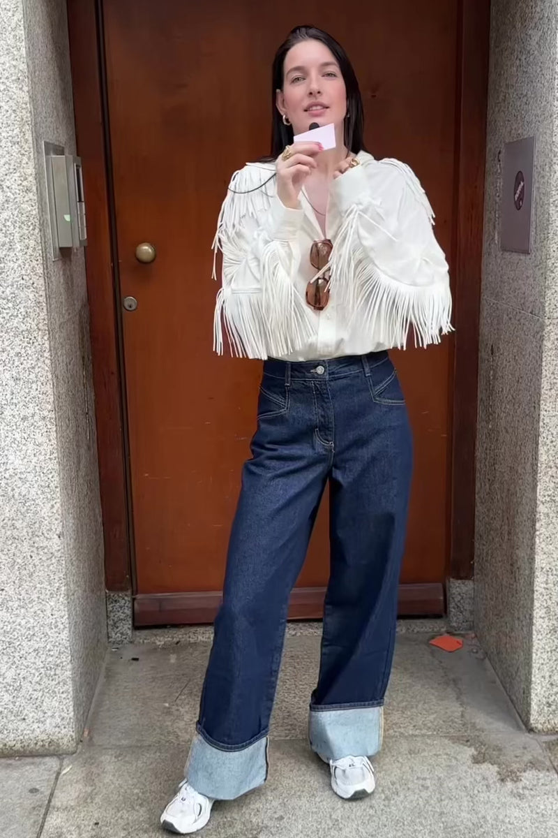 Fringe Blouse - Beige