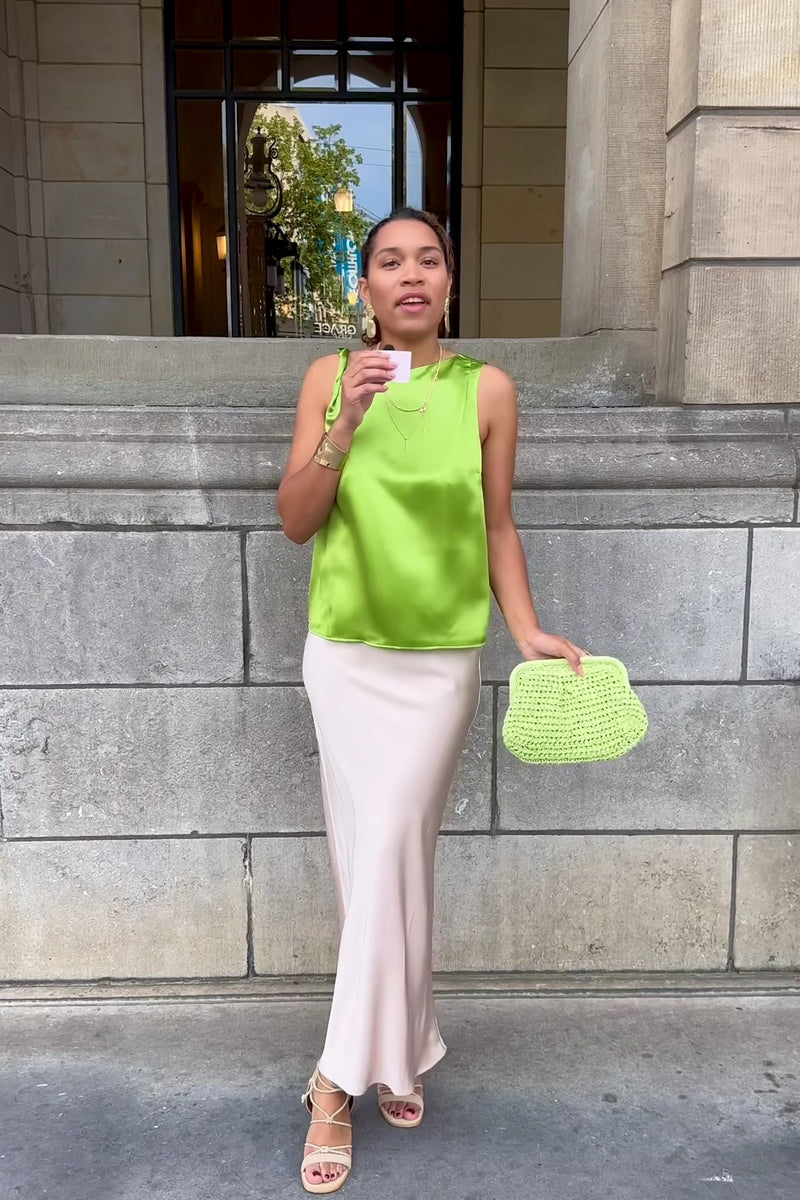 Vicky Heavy Satijnen Rok - Champagne