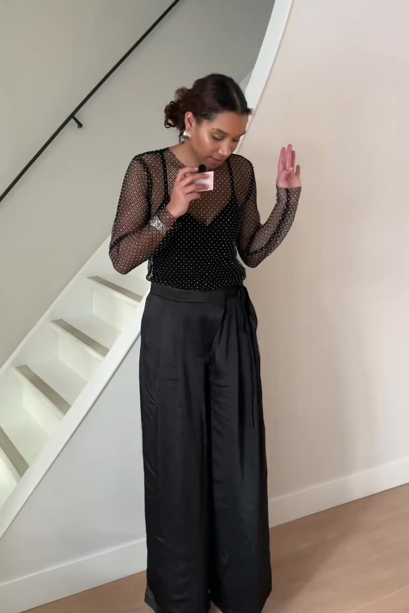 KrystalCC Net Top - Zwart