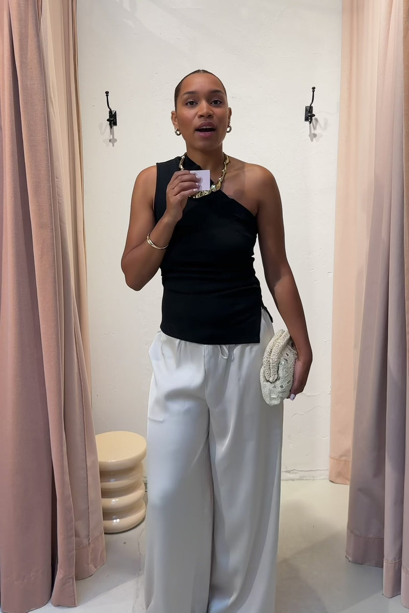 YASVenice One Shoulder Top - Zwart