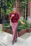 Vicky Heavy Satijnen Rok - Dark Rose