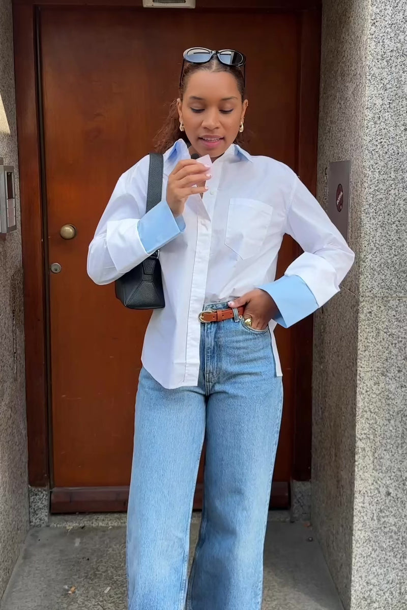 DonnaCC Fold Cuff Blouse - Wit