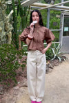Penelope Korte Mouwen Blouse - Bruin