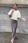 Vicky Heavy Satijnen Rok - Warm Grey