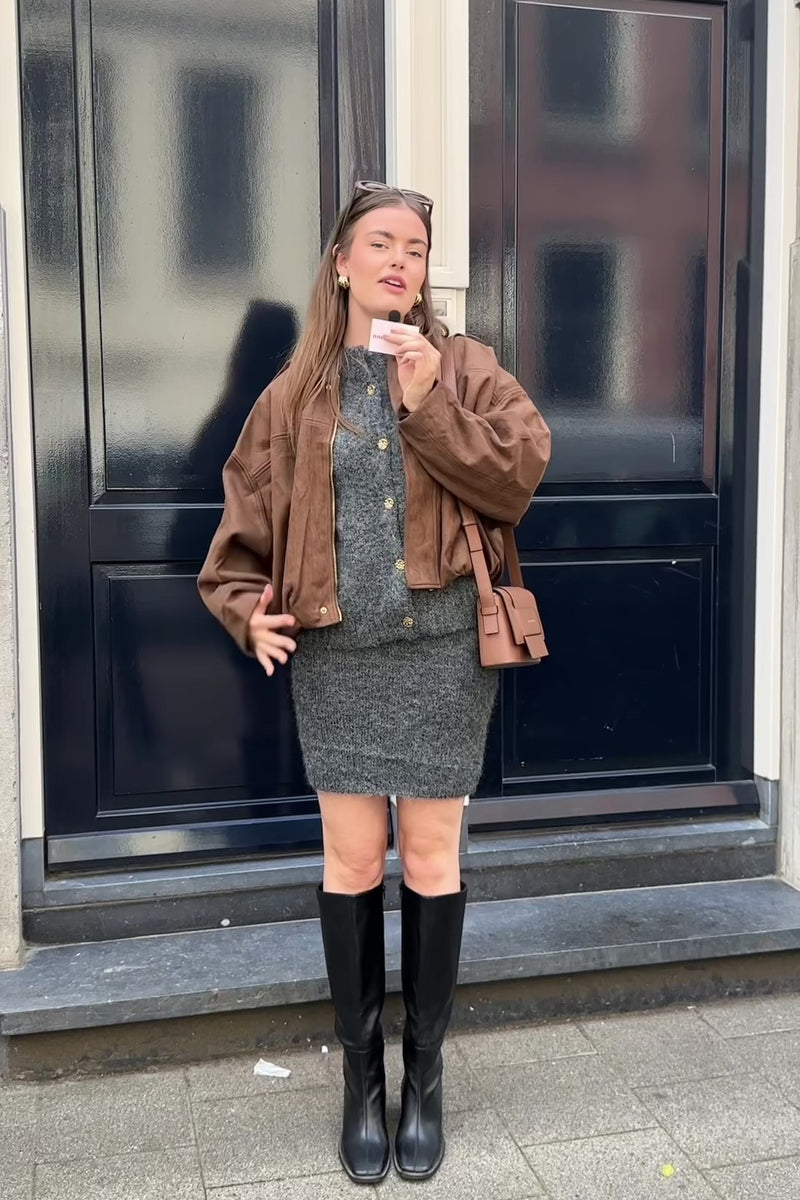 Naria Fluffy Rok - Grijs
