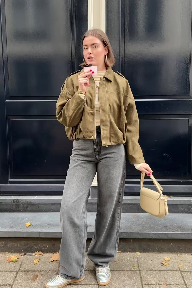 Katie Suede Jas - Groen
