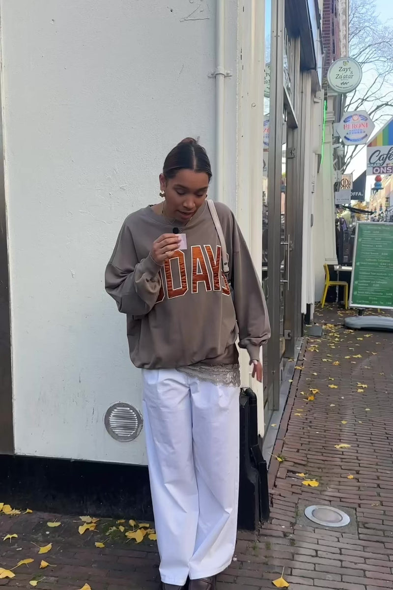 Baseball Sweater - Grijsbruin