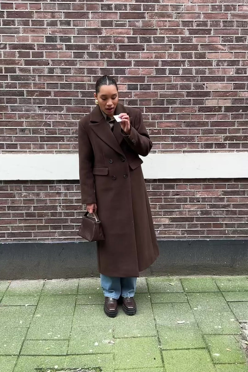 YASRoyla Lange Mantel - Donkerbruin