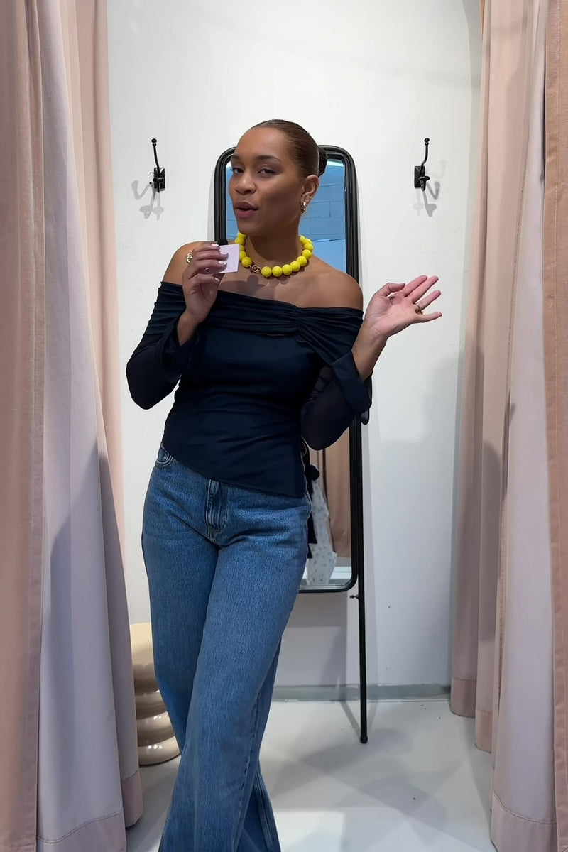Addie Mesh Blouse - Donker Blauw