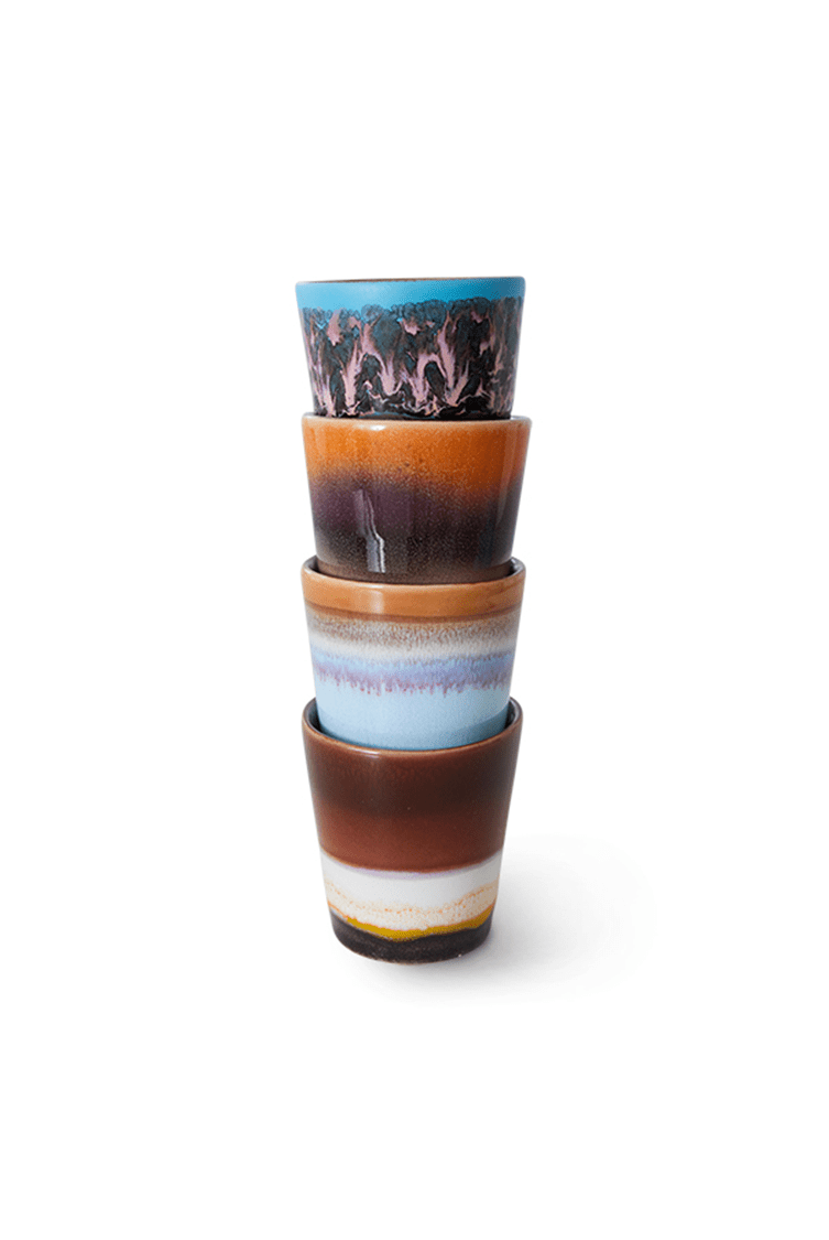 HKliving 70'S ceramics Ristretto Mug - Solar (set van 4)