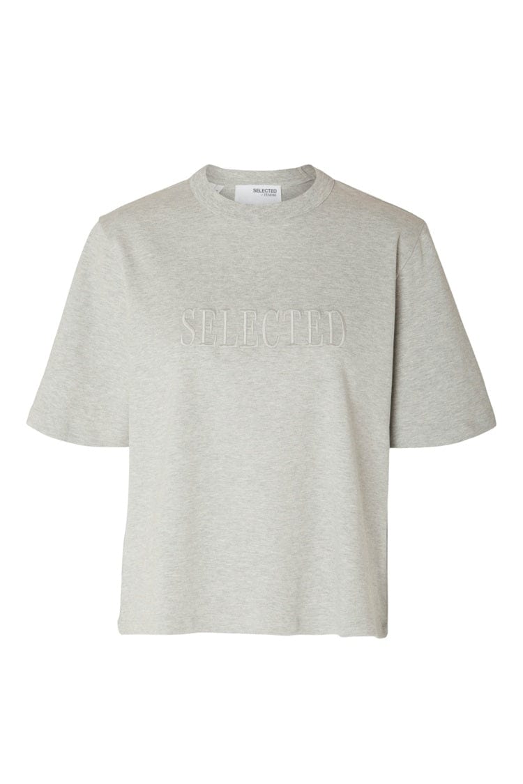 Selected Femme Geborduurd T-shirt - licht grijs