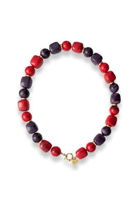 Color Block Ketting - Rood/Paars