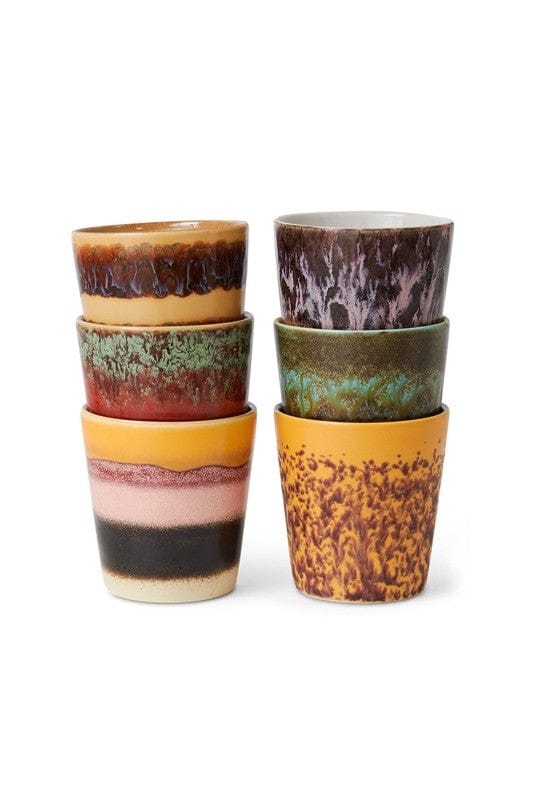 HKliving 70's Keramiek Koffie Mokken - Valley 