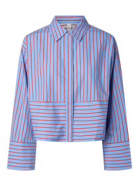 YASLee Gestreepte Cropped Blouse - Blauw/Rood