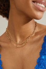 PAUSE RECYCLED CABLE & CURB CHAINS NECKLACE