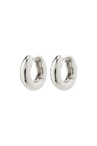 AICA RECYCLED CHUNKY HUGGIE HOOP EARRINGS, PILGRIM, SILVER