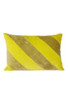 STRIPED VELVET CUSHION, YELLOW/GREEN, HK LIVING