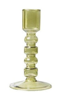 THE EMERALDS GLASS CANDLE HOLDER, OLIVE GREEN, HK LIVING