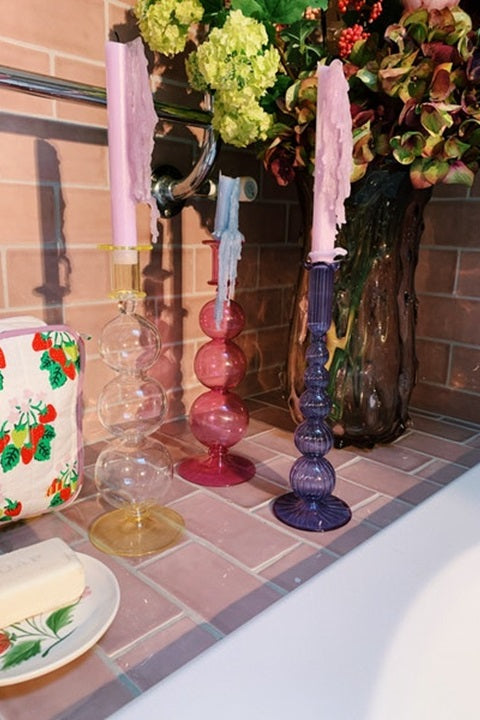 BUBBLE GLASS CANDLE HOLDER, ANNA+NINA