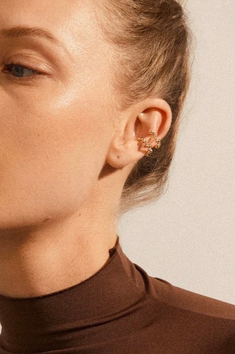 SOLIDARITY RECYCLED BUBBLES EAR CUFFS, PILGRIM, GOLD